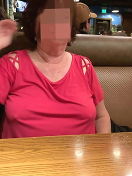 Aroused experienced grandmom in sexy dress